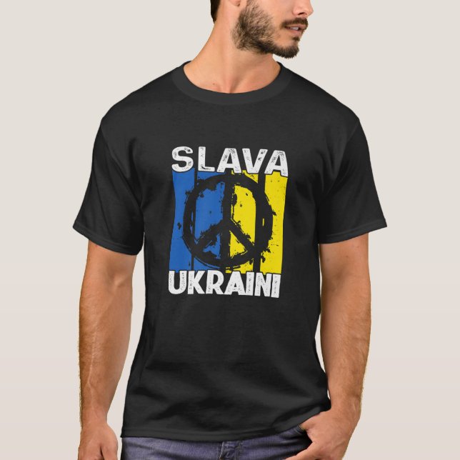 Slava Ukraini Frieden in der Ukraine T-Shirt (Vorderseite)