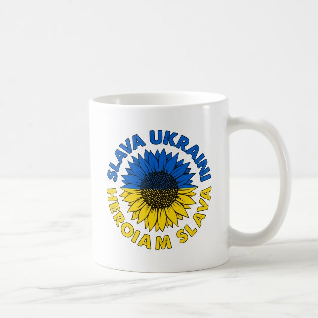 Slava Ukraini Heroiam slava Sonnenblume Ukraine Fl Kaffeetasse (Rechts)