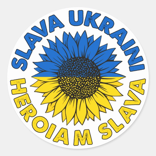 Slava Ukraini Heroiam slava Sonnenblume Ukraine Fl Runder Aufkleber (Vorderseite)