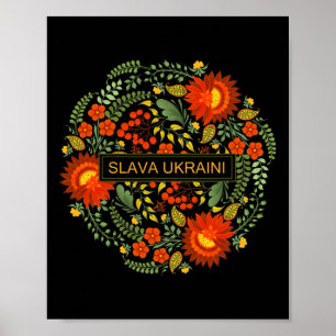 Slava Ukraini Petrykivka Malerei-Ruhm der Ukraine Poster