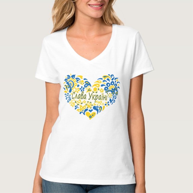 Slava Ukraini Ruhm an die Ukraine Großherz T - Shi T-Shirt (Vorderseite)