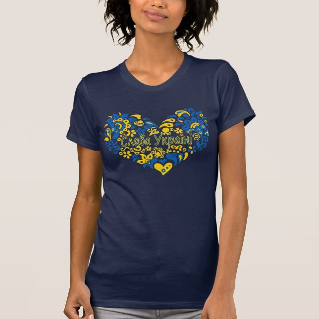 Slava Ukraini Ruhm an die Ukraine Großherz T - Shi T-Shirt (Vorderseite)