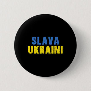 Slava Ukraini. Ruhm der Ukraine. Blau und Gelb U Button