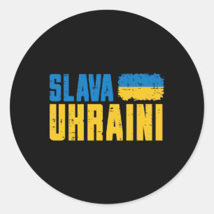 Slava Ukraini Ruhm der Ukraine-Flagge Ukrainische  Runder Aufkleber