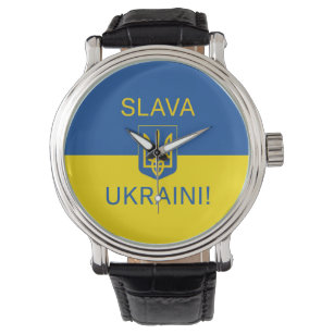 Slava Ukraini Ruhm Ukraine Krieg Friedenssymbol Pa Armbanduhr