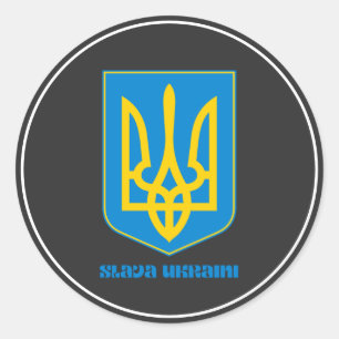 Slava Ukraini Shield Blue Classic Round Aufkleber