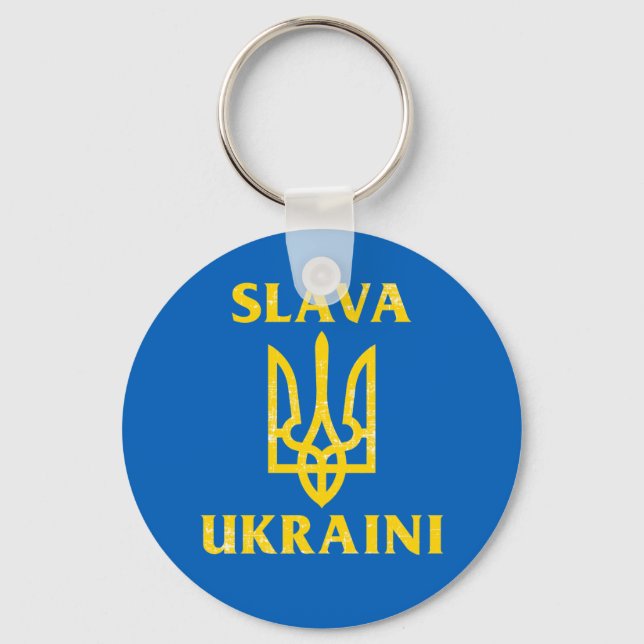 Slava Ukraini slava ukrayini Flagge Ukraine Schlüsselanhänger (Vorderseite)