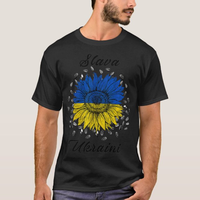Slava Ukraini Sonnenblume Ich stehe mit ukrainisch T-Shirt (Vorderseite)