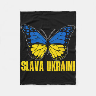 Slava Ukraini Support Ukraine Retro Ukrainian Flag Fleecedecke