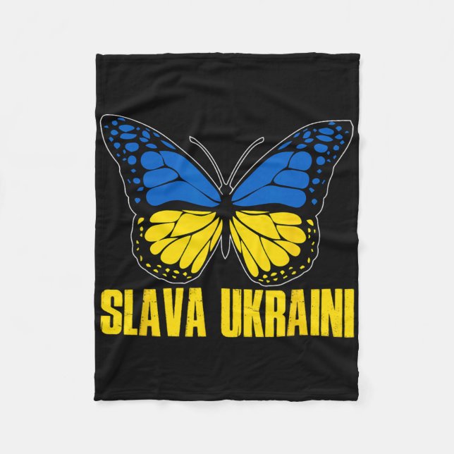 Slava Ukraini Support Ukraine Retro Ukrainian Flag Fleecedecke (Vorderseite)
