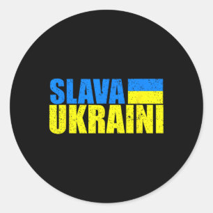 Slava Ukraini Ukraine-Flaggenfarben Distressed Sla Runder Aufkleber