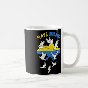 Slava Ukraini Ukraine Karte Flagge Friedenstauben  Kaffeetasse