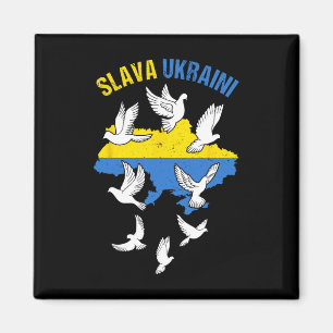 Slava Ukraini Ukraine Karte Flagge Friedenstauben Magnet