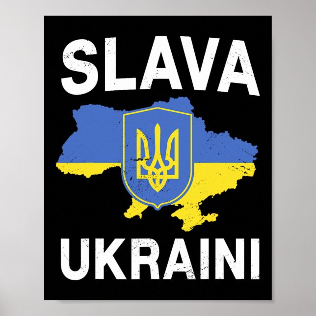 Slava Ukraini Ukraine Map Support Ukrainian Pride  Poster (Vorne)