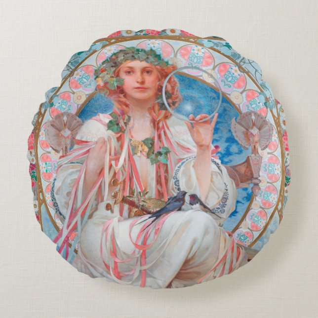 Slavia, Alphonse Mucha Throw Kissen (Vorderseite)