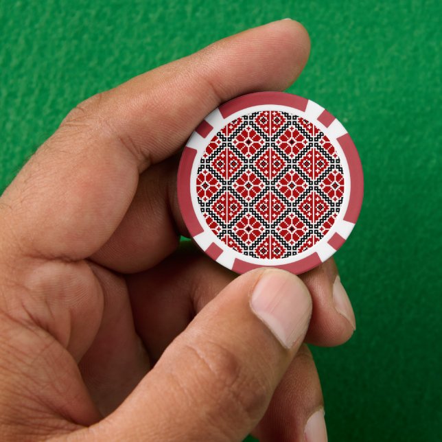 Slavic Ethnic Embroidery, Balkan Traditional Pokerchips (Hand)