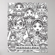 Slavic Folk Art Nesting Puppen Name Adult Coloring