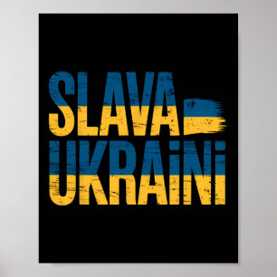 Slawa Ukrajini Ukraine-Flaggenfarben Abgenutzt Ret Poster
