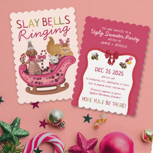 Slay Bells Ringing Ugly Christmas Sweater Party Einladung