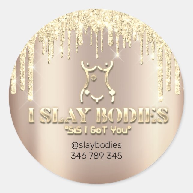 Slay Bodies Logo Kosmetische Bildhauerei Rose Gold Runder Aufkleber (Vorderseite)