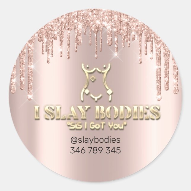 Slay Bodies Logo Kosmetische Bildhauerei Rose Gold Runder Aufkleber (Vorderseite)