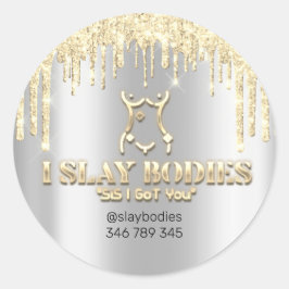 Slay Bodies Logo Kosmetische Bildhauerei Silber Tr Runder Aufkleber