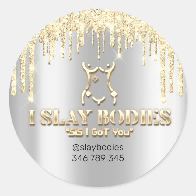 Slay Bodies Logo Kosmetische Bildhauerei Silber Tr Runder Aufkleber (Vorderseite)