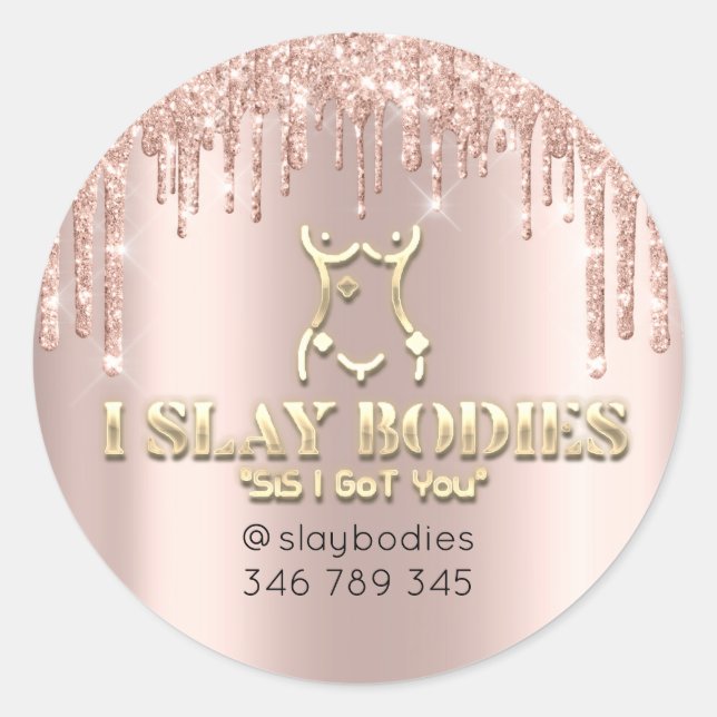 Slay Bodies Logo Kosmetische Tropfen für die indiv Runder Aufkleber (Vorderseite)