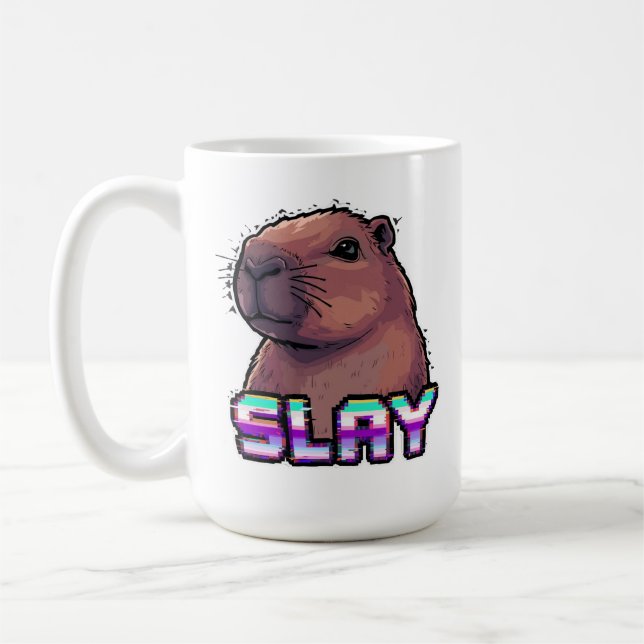 Slay Capybara Funny Animal Meme Kaffeetasse (Links)