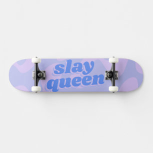 Slay Queen Pastel Blue Groovy Moderne Typografie Skateboard