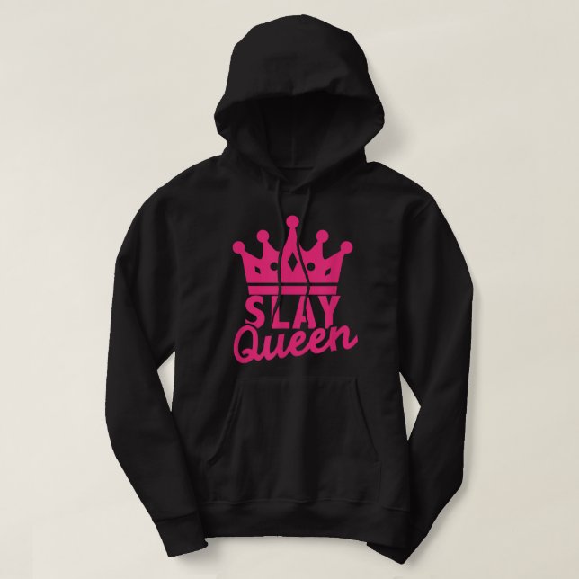 Slay Queen Pink Crown Uni Studentinnenverbindung P Hoodie (Design vorne)