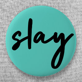 Slay | Trendy Stylish Modern Minimalistisch Cyan G Button