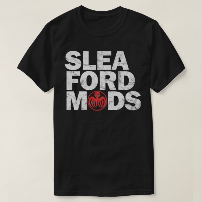 Sleaford Mod WhiteRed Worn Look T-Shirt (Design vorne)