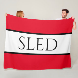 SLED Breite Sportliche Helle Rot Schneeweiß Streif Fleecedecke