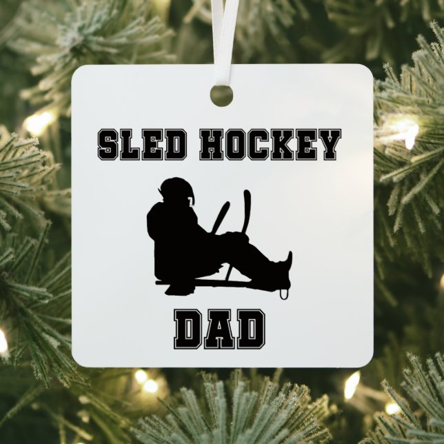 Sled Hockey Vater Weihnachten Ornament Aus Metall (InSitu)