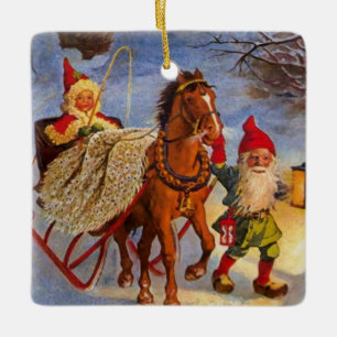 "Sled Ride at Night" von Jenny Nystrom Keramikornament