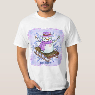 Sled Snowman T - Shirt