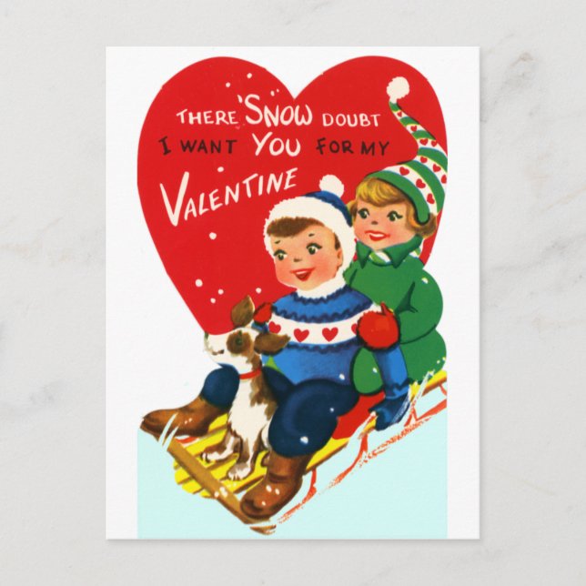 Sleddin' Valentine Feiertagspostkarte (Vorderseite)