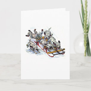 Sledding Dalmatiner-Welpen Feiertagskarte