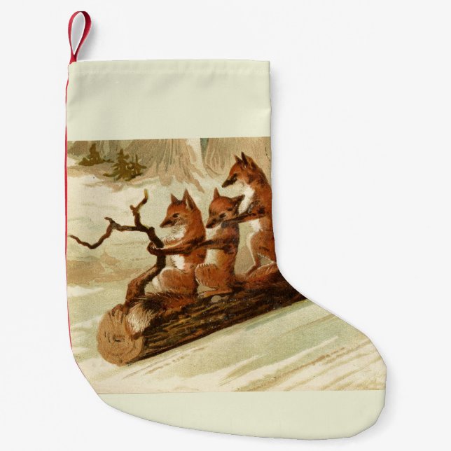 Sledding Fuchs-Vintager WeihnachtsStrumpf Kleiner Weihnachtsstrumpf (Vorderseite)