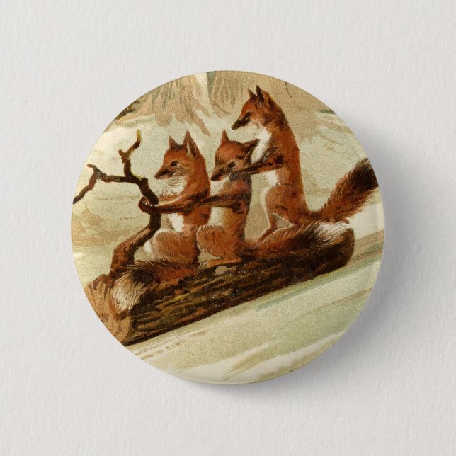 Sledding Füchse Button (Vorderseite)