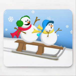 Sledding Schneemänner Mousepad
