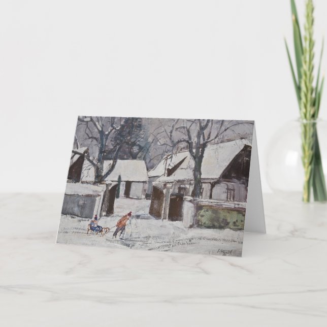 Sledding Stanislav Stanek Feiertagskarte (Vorderseite)