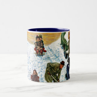 Sledding und graben heraus zweifarbige tasse
