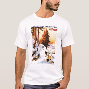 Sledding und Ski fahren an Vosges-Plakat T-Shirt