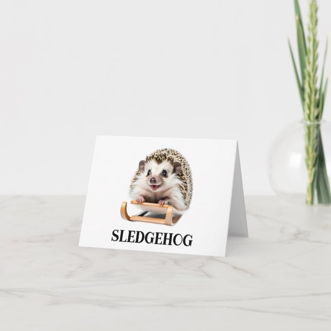 Sledgehog Funny Igel Weihnachten Sleigh Leber Gott Karte (Vorderseite)