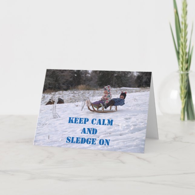 Sledging Kinder Feiertagskarte (Vorderseite)
