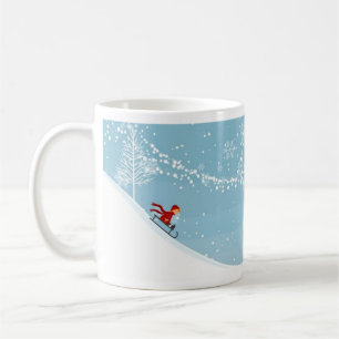 Sledning Fun Wintertime Tasse