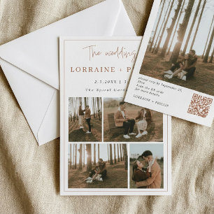 Sleek 5-Foto Special Momente QR Code Hochzeit Einladung
