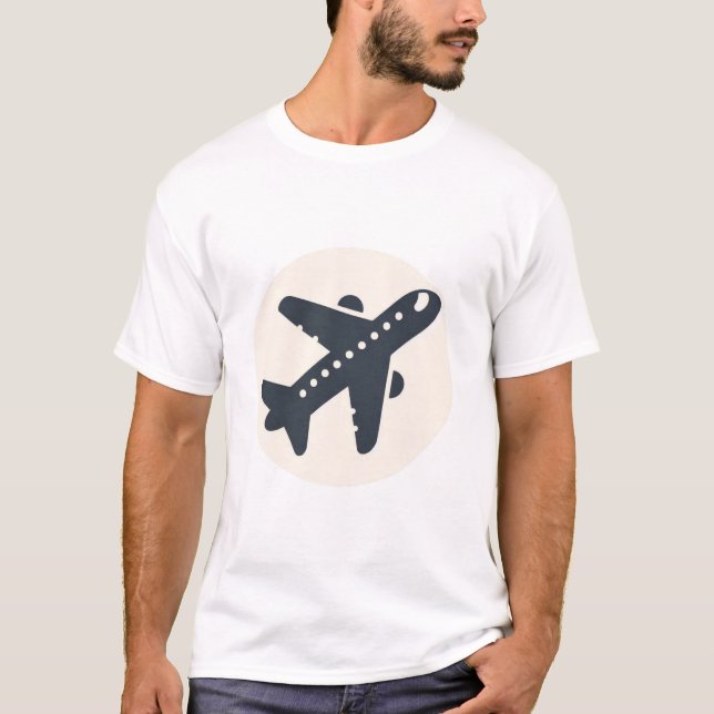 Sleek Airplane Icon Design for Travel Gear T-Shirt (Vorderseite)